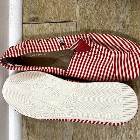 Red Striped Flats - Picture 2 of 3